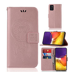 Leather Case Stands Fashionable Pattern Flip Cover Holder JX1 for Samsung Galaxy A05s Rose Gold