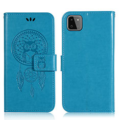 Leather Case Stands Fashionable Pattern Flip Cover Holder JX1 for Samsung Galaxy A22s 5G Blue