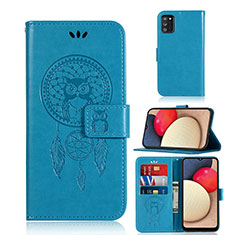Leather Case Stands Fashionable Pattern Flip Cover Holder JX1 for Samsung Galaxy F02S SM-E025F Blue