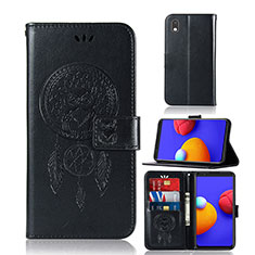 Leather Case Stands Fashionable Pattern Flip Cover Holder JX1 for Samsung Galaxy M01 Core Black
