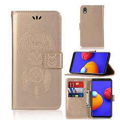 Leather Case Stands Fashionable Pattern Flip Cover Holder JX1 for Samsung Galaxy M01 Core Gold