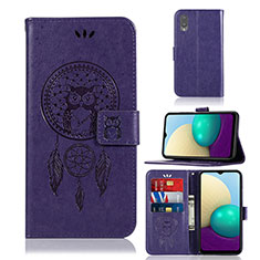 Leather Case Stands Fashionable Pattern Flip Cover Holder JX1 for Samsung Galaxy M02 Purple