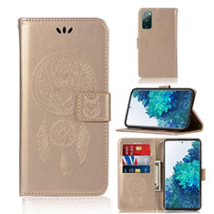 Leather Case Stands Fashionable Pattern Flip Cover Holder JX1 for Samsung Galaxy S20 FE (2022) 5G Gold