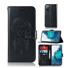 Leather Case Stands Fashionable Pattern Flip Cover Holder JX1 for Samsung Galaxy S20 FE 4G Black