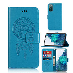 Leather Case Stands Fashionable Pattern Flip Cover Holder JX1 for Samsung Galaxy S20 FE 4G Blue