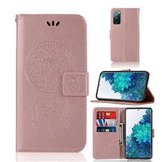 Leather Case Stands Fashionable Pattern Flip Cover Holder JX1 for Samsung Galaxy S20 FE 4G Rose Gold