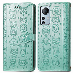 Leather Case Stands Fashionable Pattern Flip Cover Holder L01 for Xiaomi Mi 12 Lite 5G Green