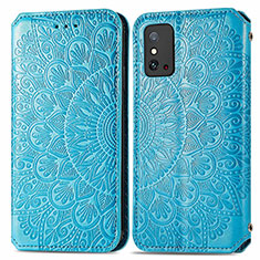 Leather Case Stands Fashionable Pattern Flip Cover Holder S01D for Huawei Honor X10 Max 5G Blue