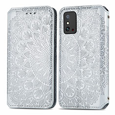 Leather Case Stands Fashionable Pattern Flip Cover Holder S01D for Huawei Honor X10 Max 5G Silver