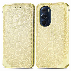 Leather Case Stands Fashionable Pattern Flip Cover Holder S01D for Motorola Moto Edge 30 Pro 5G Gold