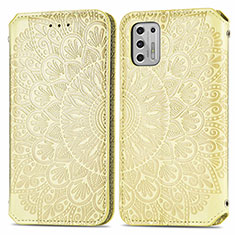 Leather Case Stands Fashionable Pattern Flip Cover Holder S01D for Motorola Moto G Stylus (2021) Gold