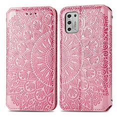 Leather Case Stands Fashionable Pattern Flip Cover Holder S01D for Motorola Moto G Stylus (2021) Rose Gold