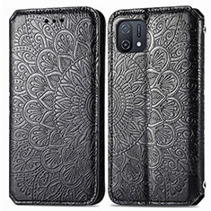 Leather Case Stands Fashionable Pattern Flip Cover Holder S01D for Oppo A16e Black