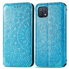 Leather Case Stands Fashionable Pattern Flip Cover Holder S01D for Oppo A16e Blue