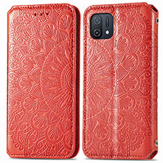 Leather Case Stands Fashionable Pattern Flip Cover Holder S01D for Oppo A16e Red