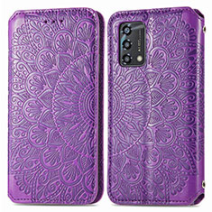 Leather Case Stands Fashionable Pattern Flip Cover Holder S01D for Oppo A74 4G Purple