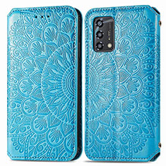 Leather Case Stands Fashionable Pattern Flip Cover Holder S01D for Oppo F19s Blue