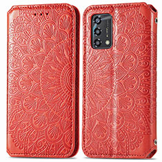 Leather Case Stands Fashionable Pattern Flip Cover Holder S01D for Oppo F19s Red