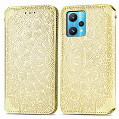 Leather Case Stands Fashionable Pattern Flip Cover Holder S01D for Realme 9 5G Gold