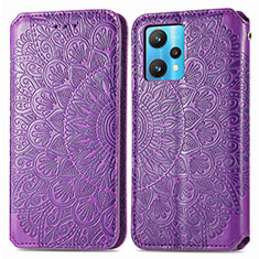 Leather Case Stands Fashionable Pattern Flip Cover Holder S01D for Realme 9 Pro+ Plus 5G Purple