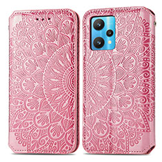 Leather Case Stands Fashionable Pattern Flip Cover Holder S01D for Realme 9 Pro+ Plus 5G Rose Gold