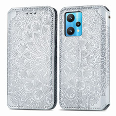 Leather Case Stands Fashionable Pattern Flip Cover Holder S01D for Realme 9 Pro+ Plus 5G Silver