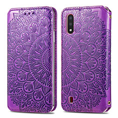 Leather Case Stands Fashionable Pattern Flip Cover Holder S01D for Samsung Galaxy A01 SM-A015 Purple