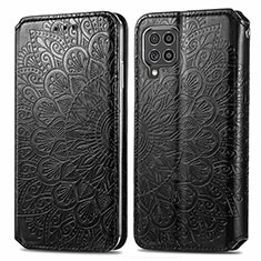 Leather Case Stands Fashionable Pattern Flip Cover Holder S01D for Samsung Galaxy F62 5G Black