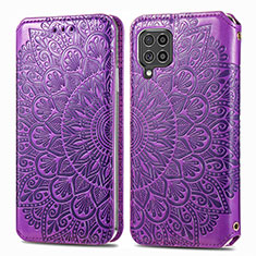 Leather Case Stands Fashionable Pattern Flip Cover Holder S01D for Samsung Galaxy F62 5G Purple