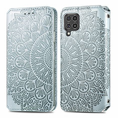 Leather Case Stands Fashionable Pattern Flip Cover Holder S01D for Samsung Galaxy F62 5G Silver