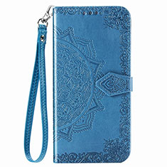 Leather Case Stands Fashionable Pattern Flip Cover Holder S01D for Samsung Galaxy M02 Blue