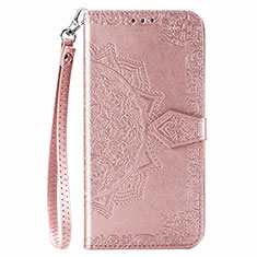 Leather Case Stands Fashionable Pattern Flip Cover Holder S01D for Samsung Galaxy M02 Rose Gold