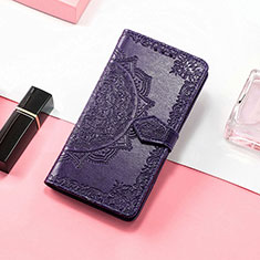 Leather Case Stands Fashionable Pattern Flip Cover Holder S01D for Samsung Galaxy M13 4G Purple