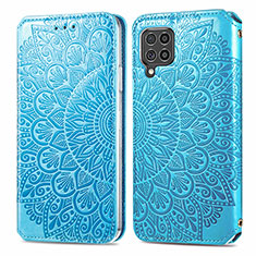 Leather Case Stands Fashionable Pattern Flip Cover Holder S01D for Samsung Galaxy M62 4G Blue