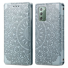 Leather Case Stands Fashionable Pattern Flip Cover Holder S01D for Samsung Galaxy Note 20 5G Silver
