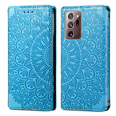 Leather Case Stands Fashionable Pattern Flip Cover Holder S01D for Samsung Galaxy Note 20 Ultra 5G Blue