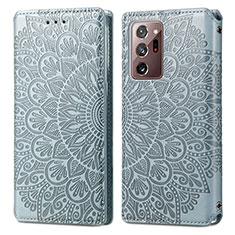 Leather Case Stands Fashionable Pattern Flip Cover Holder S01D for Samsung Galaxy Note 20 Ultra 5G Silver