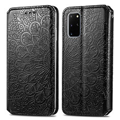 Leather Case Stands Fashionable Pattern Flip Cover Holder S01D for Samsung Galaxy S20 Plus Black