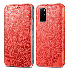 Leather Case Stands Fashionable Pattern Flip Cover Holder S01D for Samsung Galaxy S20 Plus Red