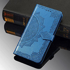 Leather Case Stands Fashionable Pattern Flip Cover Holder S01D for Samsung Galaxy S21 Ultra 5G Blue