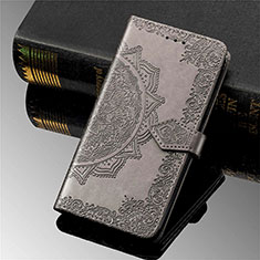 Leather Case Stands Fashionable Pattern Flip Cover Holder S01D for Samsung Galaxy S21 Ultra 5G Gray