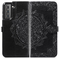 Leather Case Stands Fashionable Pattern Flip Cover Holder S01D for Samsung Galaxy S23 5G Black