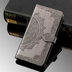 Leather Case Stands Fashionable Pattern Flip Cover Holder S01D for Samsung Galaxy S24 Ultra 5G Gray