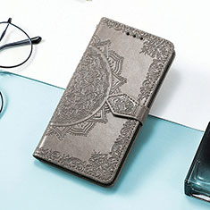 Leather Case Stands Fashionable Pattern Flip Cover Holder S01D for Samsung Galaxy XCover 6 Pro 5G Gray
