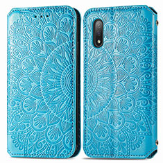 Leather Case Stands Fashionable Pattern Flip Cover Holder S01D for Sony Xperia Ace II Blue