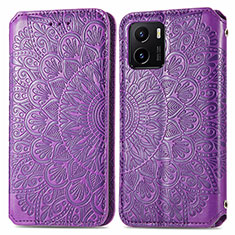 Leather Case Stands Fashionable Pattern Flip Cover Holder S01D for Vivo Y01 Purple