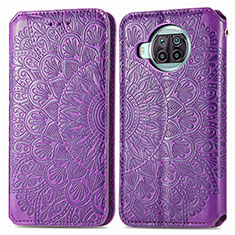 Leather Case Stands Fashionable Pattern Flip Cover Holder S01D for Xiaomi Mi 10i 5G Purple