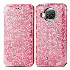 Leather Case Stands Fashionable Pattern Flip Cover Holder S01D for Xiaomi Mi 10i 5G Rose Gold