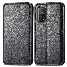 Leather Case Stands Fashionable Pattern Flip Cover Holder S01D for Xiaomi Mi 10T 5G Black