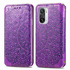 Leather Case Stands Fashionable Pattern Flip Cover Holder S01D for Xiaomi Mi 11X Pro 5G Purple